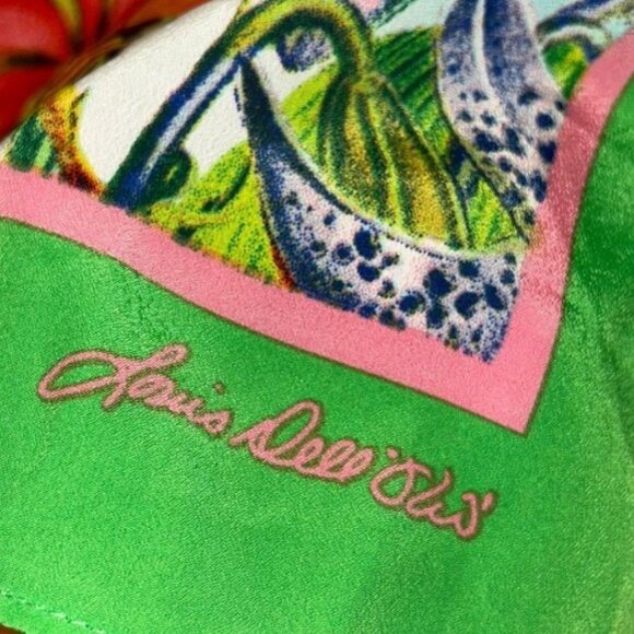 louis dell olio SPECTACULAR green flowers butterflies large pareo shawl scarf - Picture 2 of 7